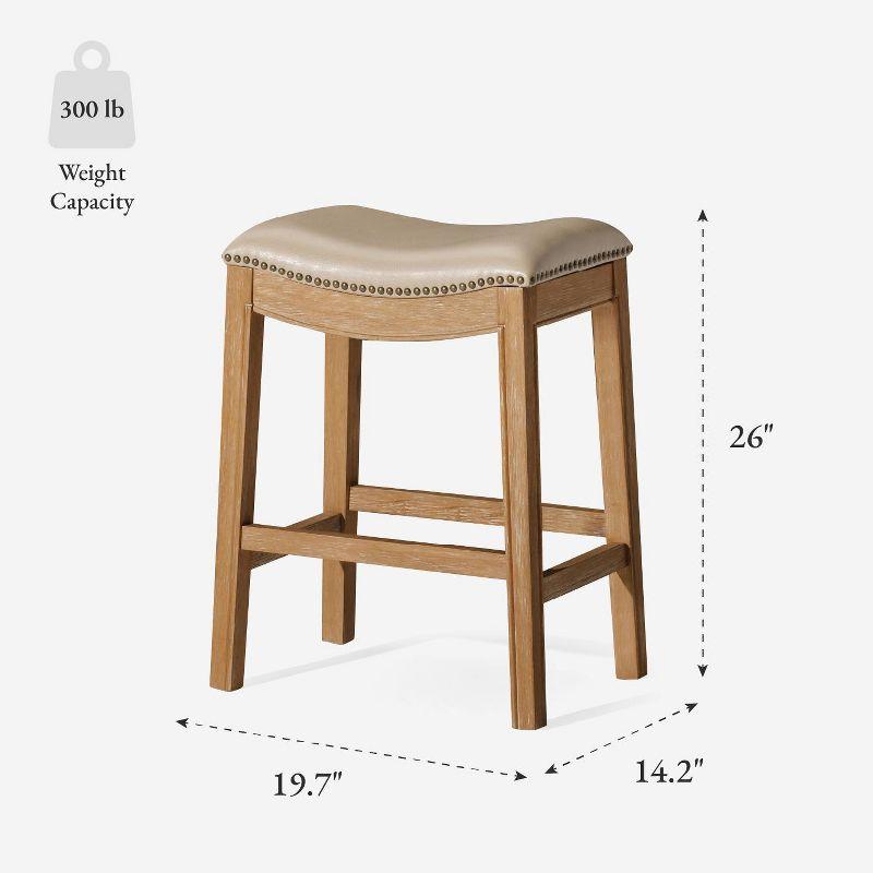 Maven Lane Adrien Saddle Barstool with Vegan Leather Upholstery