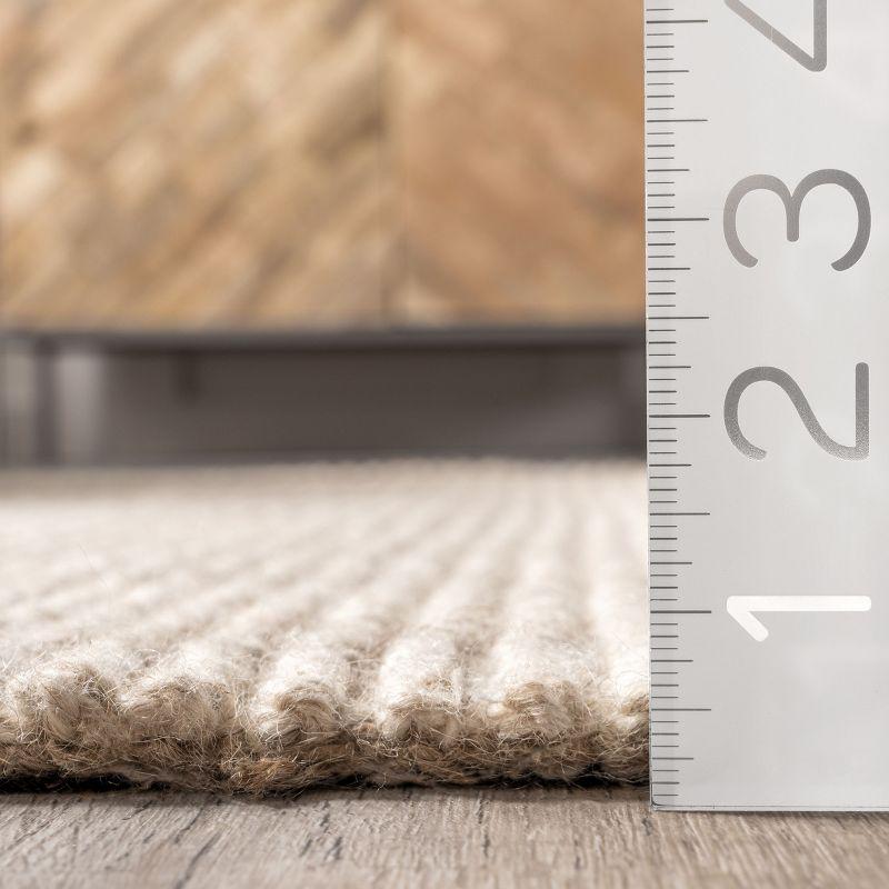 Nuloom Jolinn Striped 5x8 Wool Jute Indoor Area Rug for Dining Room Rug Neutral Rug Living Room Rug Kitchen, Natural/Ivory