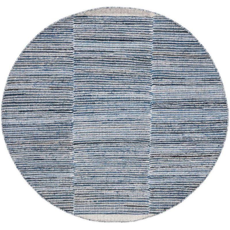 Bohemian Bliss Blue Ivory Wool-Cotton 6' Round Area Rug