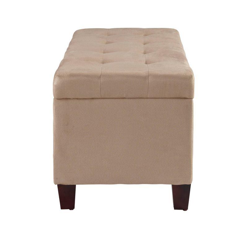 Beige Upholstered Shoe Storage Ottoman with Tufted Top