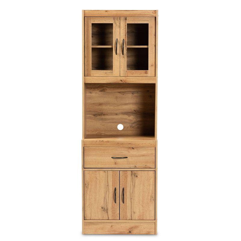 Laurana Oak Brown 71'' Kitchen Pantry Cabinet with Hutch