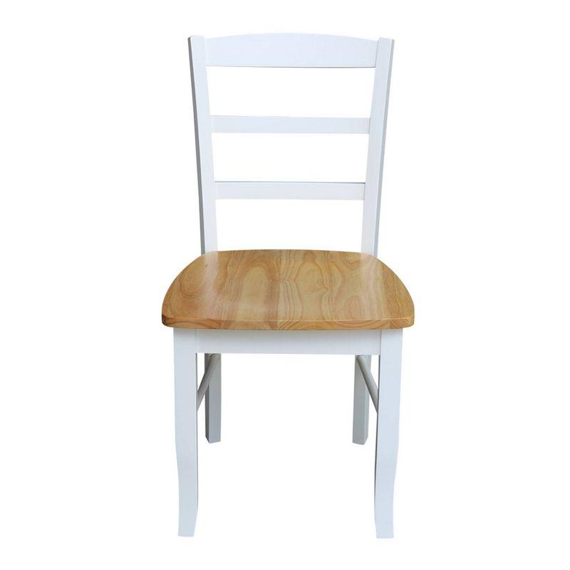 White and Natural Wood Ladderback Side Chair