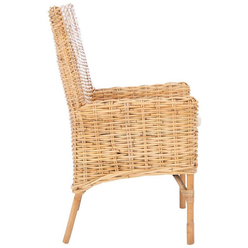 Nancy Natural Rattan Accent Chair with White Cushion