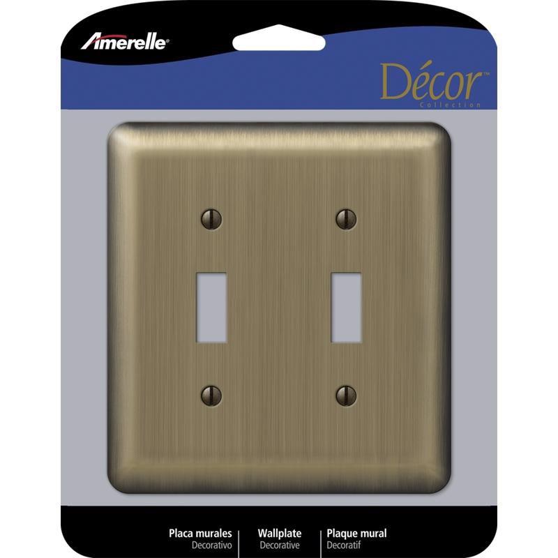 Brushed Brass 2-Gang Steel Toggle Wall Plate