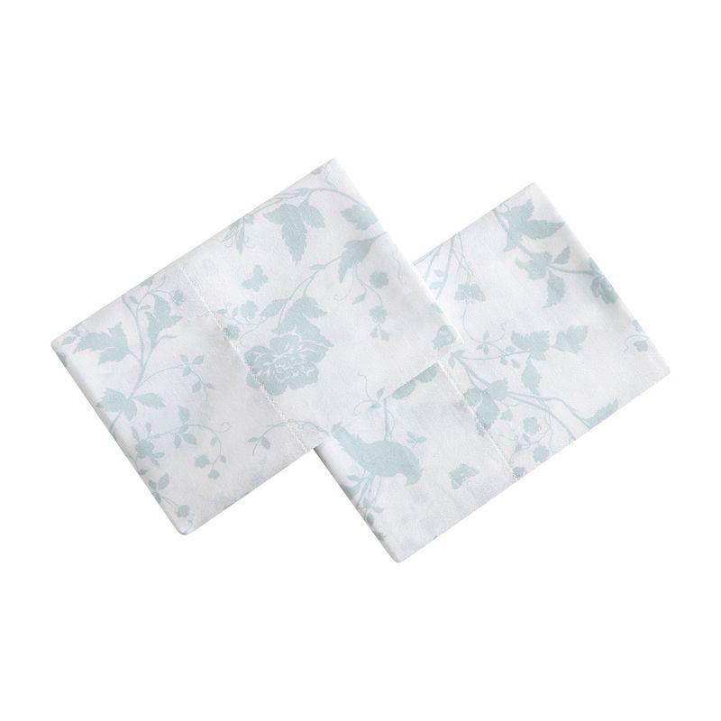 Laura Ashley Garden Palace 100% Cotton 300 Thread Count Sateen- 2 Piece- Pillowcase  Blue