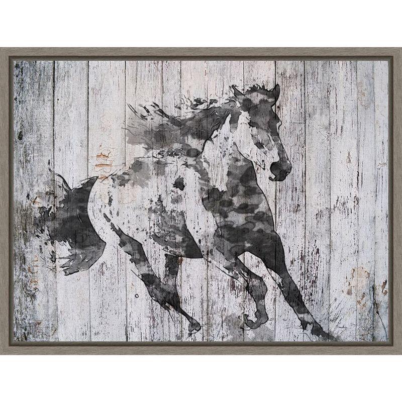 Amanti Art Running Black Horse by Irena Orlov Canvas Wall Art Print Framed 24 x 18-in.