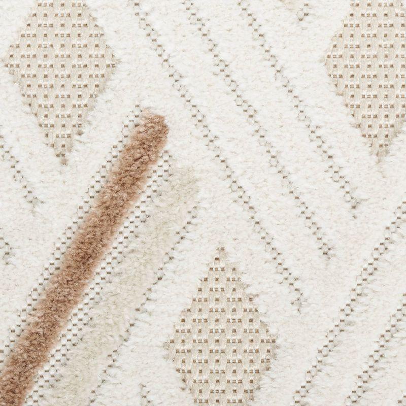 Nourison 7'10"x9'10" Care Free Lattice Machine Woven Area Rug Ivory/Beige: Geometric Low Pile Indoor Rug for Living Room