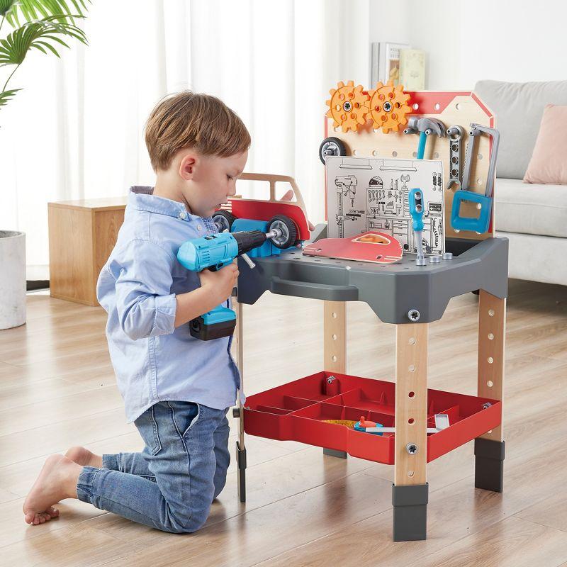 Hape: Junior Inventor: Vehicle Service & Repair Workbench - 71pc, Ages 3+