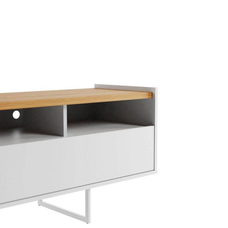 Winston TV Stand for TVs up to 50" White/Cinnamon - Manhattan Comfort: Mid-Century Design, Open & Concealed Shelving