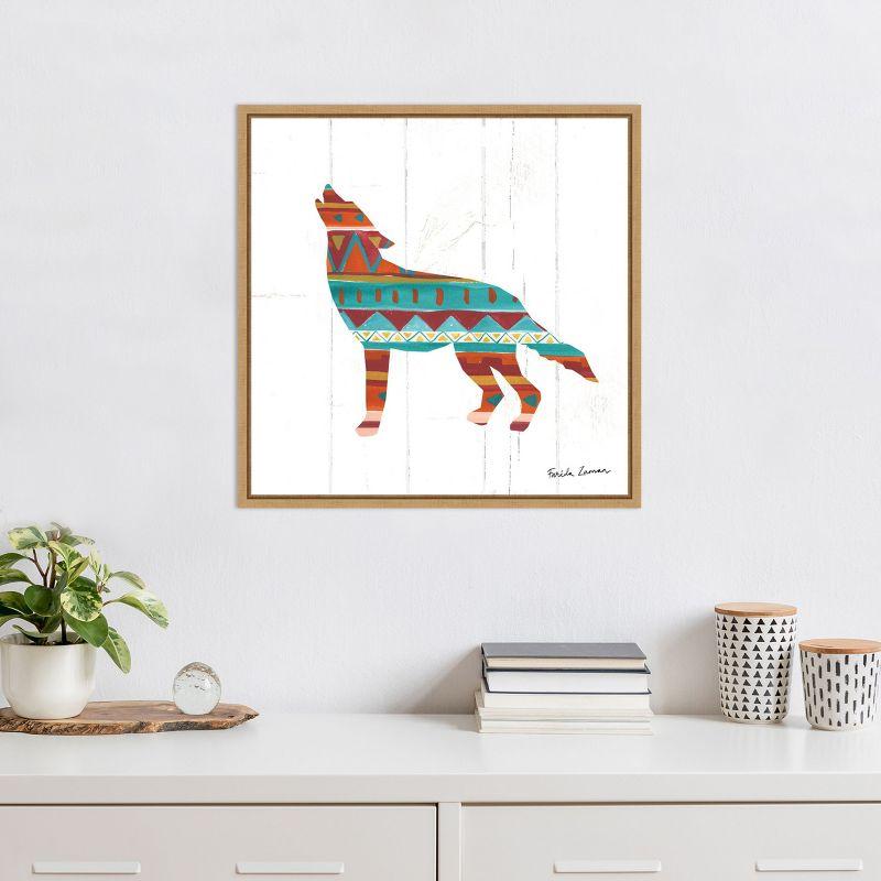 Amanti Art Southwestern Vibes VI Wolf by Farida Zaman Canvas Wall Art Print Framed 22-in. x 22-in. in Maple