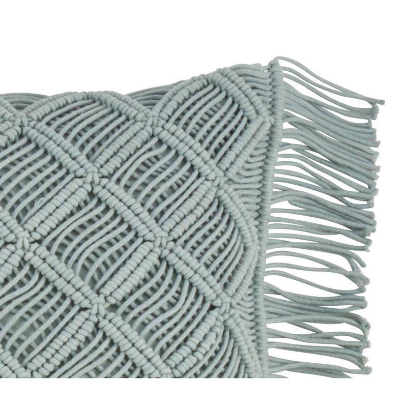 18" Mint Macramé Square Cotton Throw Pillow