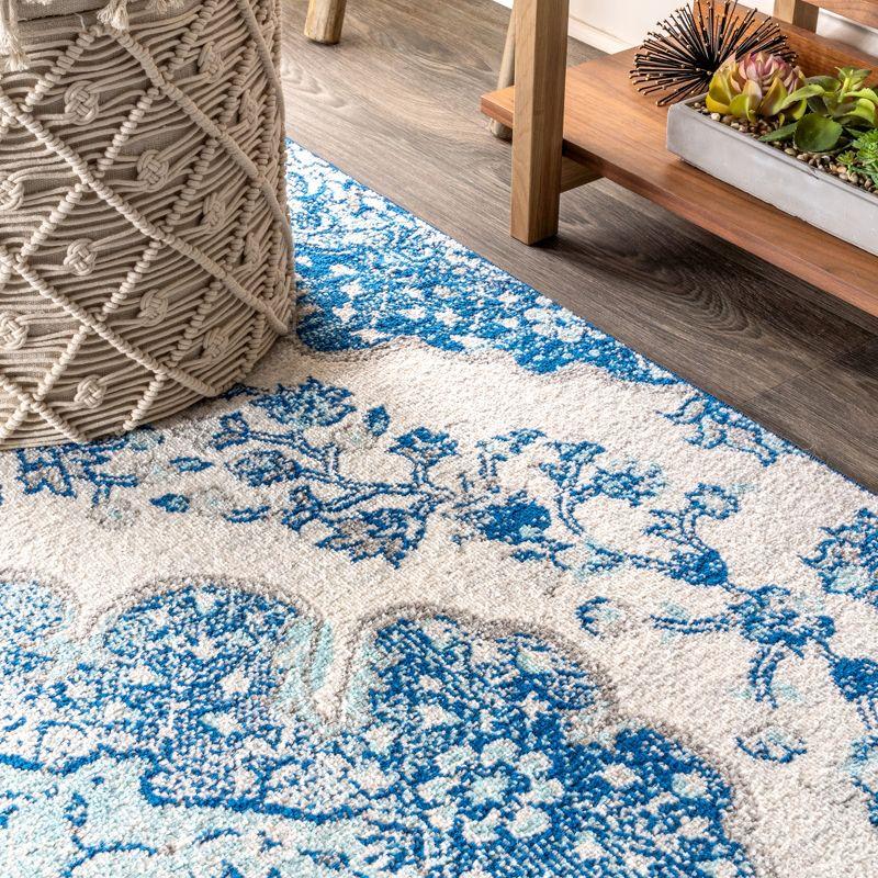 JONATHAN Y Bohemian FLAIR Boho Vintage Medallion Cream/Blue 4 ft. x 6 ft. Area Rug