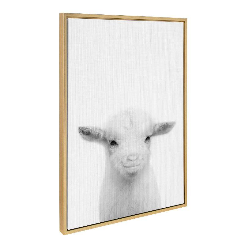 23" x 33" Sylvie Baby Goat Framed Canvas by Simon Te Tai Gold - Kate & Laurel All Things Decor: Modern Style, Plastic Frame