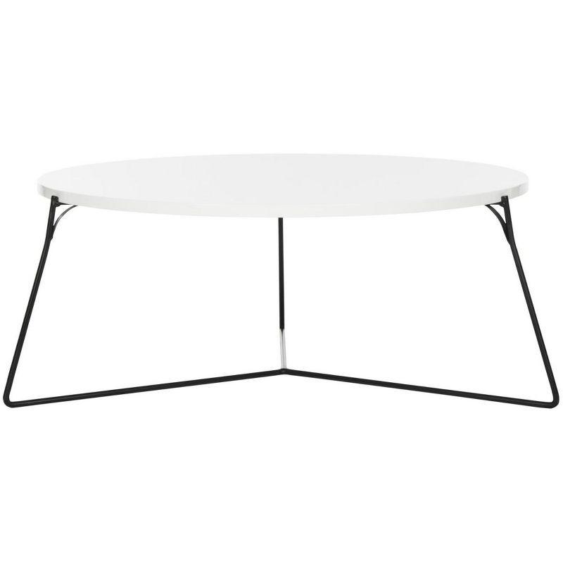 Mae Transitional Round Wood & Metal Coffee Table in White