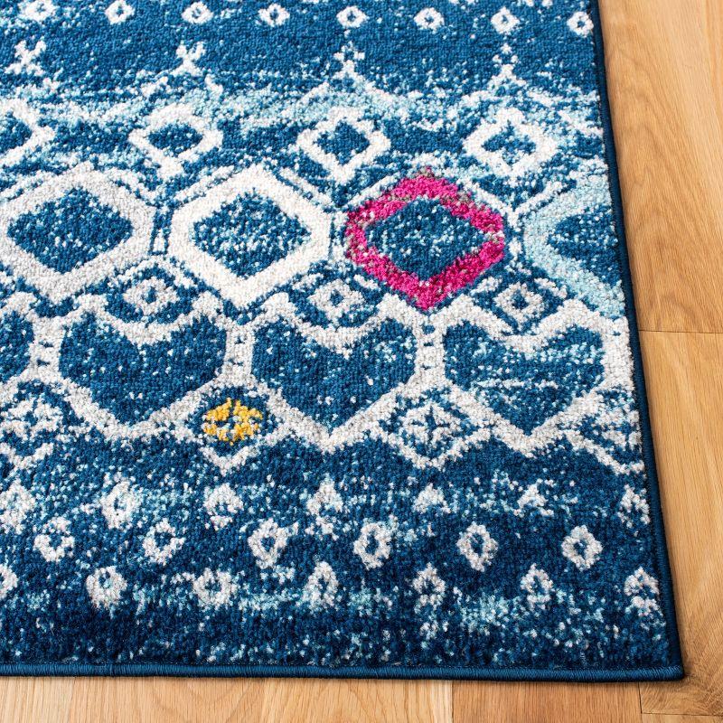 Navy & Turquoise Hand-Knotted Synthetic Runner Rug - 27"x12"