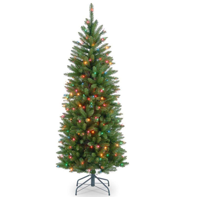 4.5' Prelit Slim Kingswood Fir Christmas Tree with Multicolor Lights