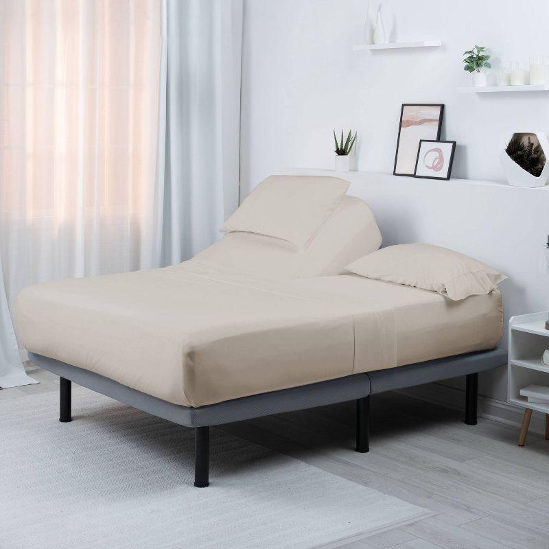 Bedgear Split Head Queen Hyper Cotton Sheet Set Medium Beige: Rayon Bamboo Blend, Moisture-Wicking, Climate Control Treatment