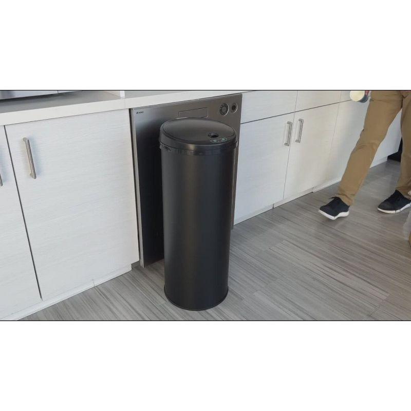 iTouchless Sensor Kitchen Trash Can with AbsorbX Odor Filter Round 13 Gallon Black Stainless Steel