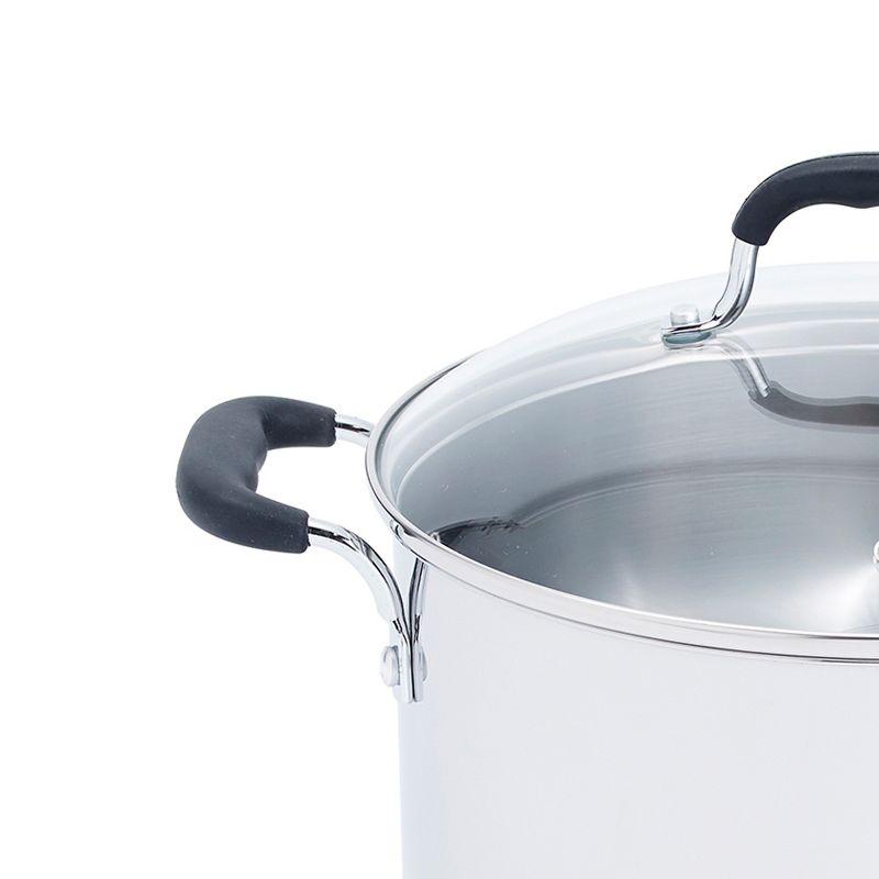 T-fal 12qt Stock Pot with Lid, Stainless Steel Cookware: Vented Lid, Extra-Deep, Dishwasher & Oven Safe, Silicone Handle