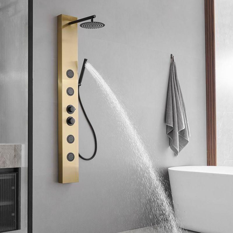 BWE 4-Jet Rainfall Shower Tower Shower Panel System with Waterfall Shower Head and Shower Wand