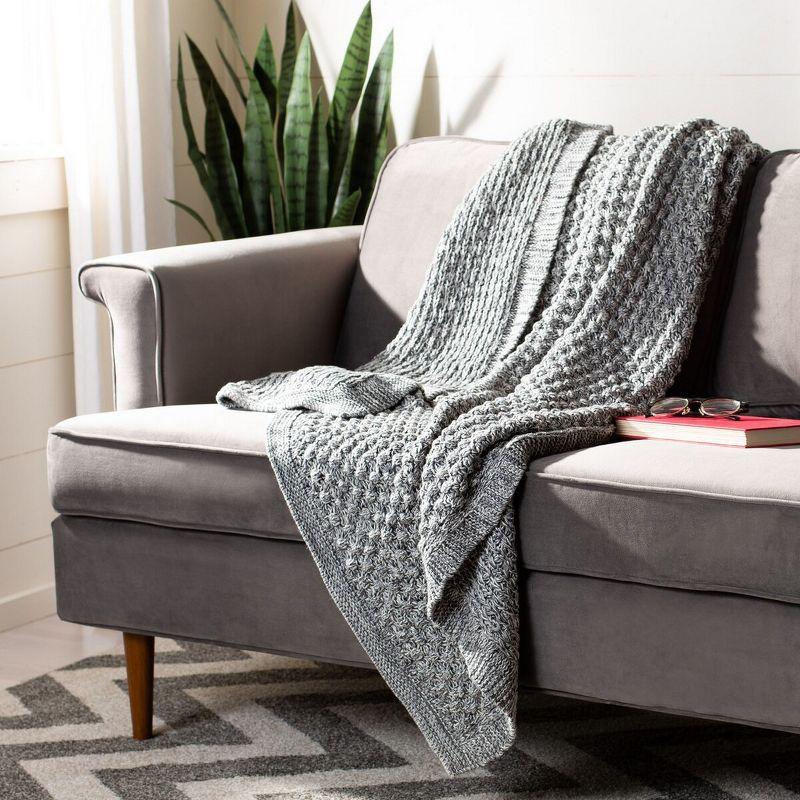 Contemporary Cozy Knit Throw Blanket in Gray and Beige - 50" x 60"