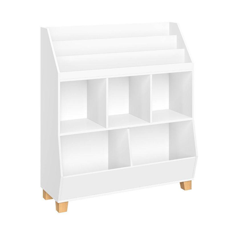 White Wooden Kids Toy Organizer with Cubby Storage