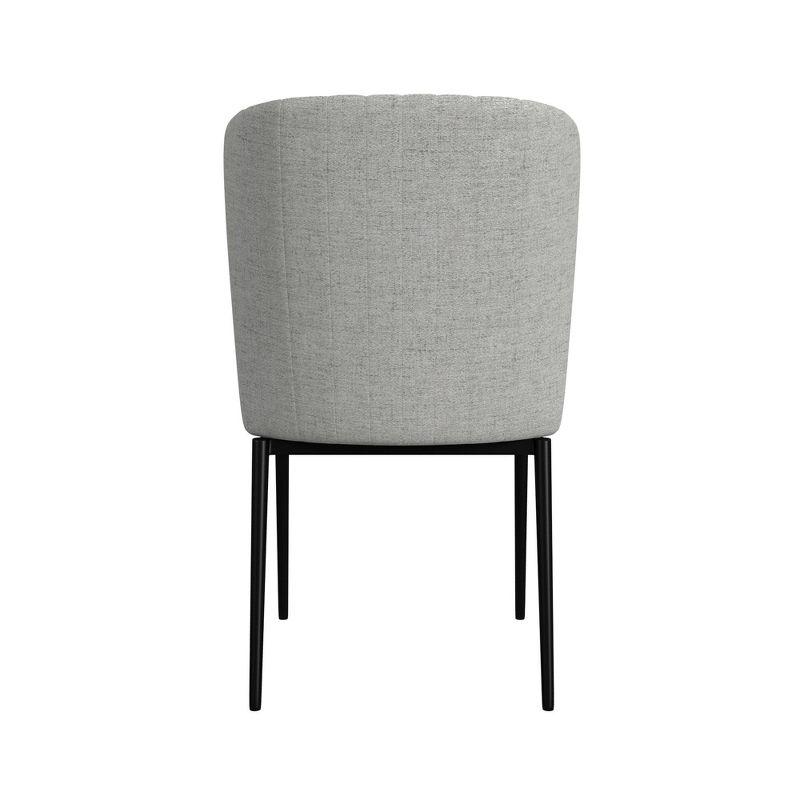 Channel Back Dining Chair with Metal Legs Light Gray - HomePop