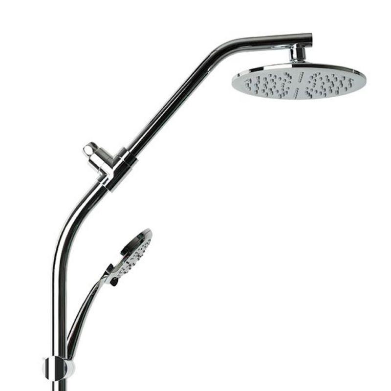 Shower Rail Kit 6-Spray Round High Pressure Handheld with Rain Showerhead, Slide Rail, Drill-free Installation in Chrome