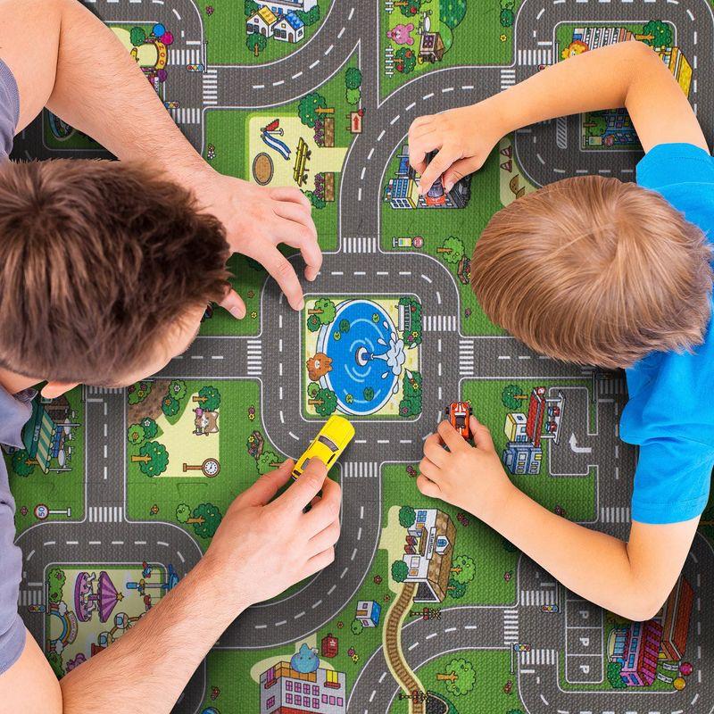 Sorbus Traffic Play mat Puzzle Foam Interlocking Tiles – Kids Road Traffic Play Rug - Children Educational Playmat Rug (9 Tiles with Borders)