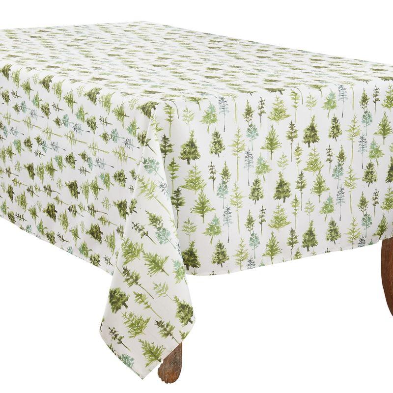 Winter Forest Trees Design Fabric Tablecloth, 65 x 104 inches