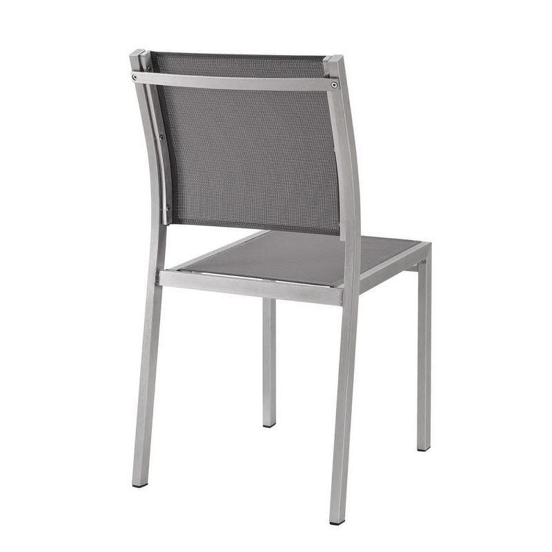 Modway Shore Side Chair Outdoor Patio Aluminum Set of 2 Silver Gray – Lightweight Stackable Dining Chairs with Weather-Resistant Build