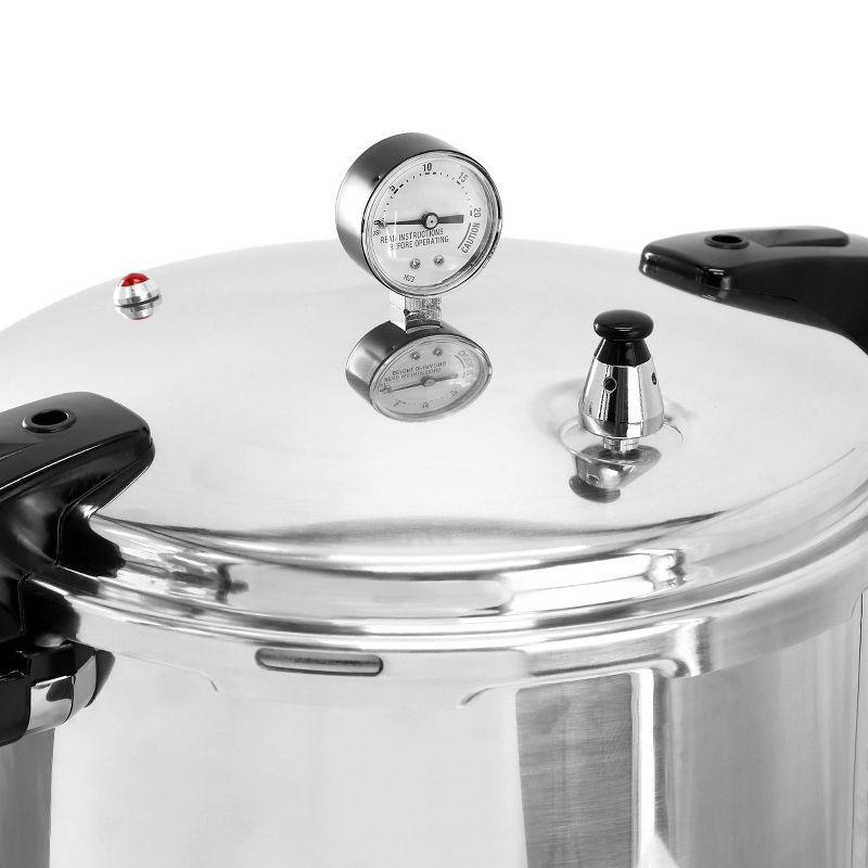 MegaChef 24qt Large Aluminum Stovetop Pressure Cooker/Canner for Induction and Gas Stove-Tops Silver