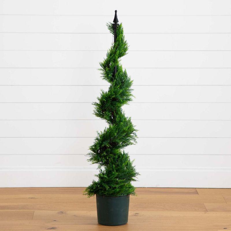 Nearly Natural 4-ft Cypress Spiral Silk Tree