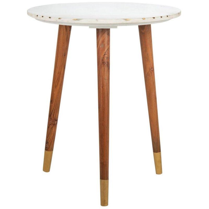 Valerie Marble Accent Table - White Marble/Brass - Safavieh.