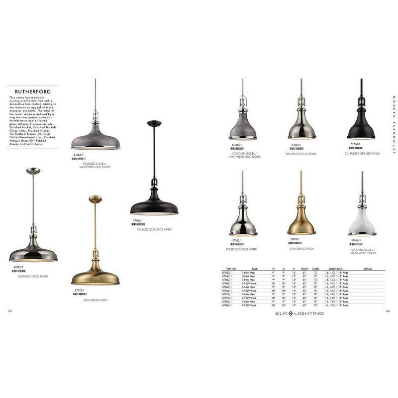 Elk Home Rutherford 1 - Light Pendant in  Polished Nickel/Weathered Zinc