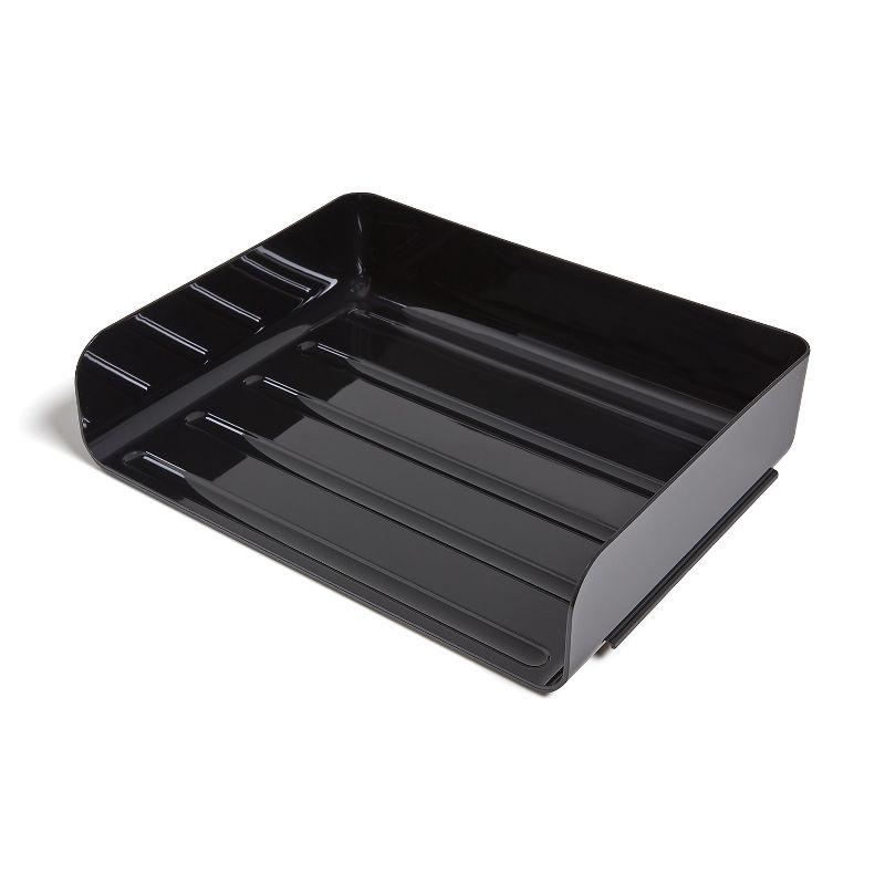 TRU RED Side Load Stackable Plastic Letter Tray Black(TR55329)