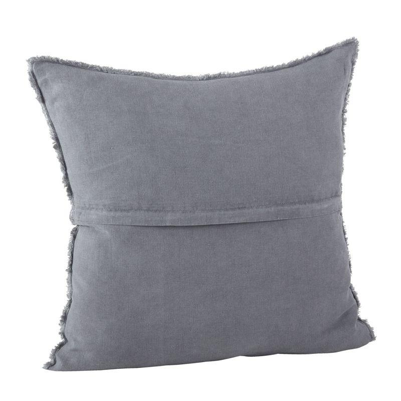 20"x20" Oversize Fringed Design Linen Square Throw Pillow Slate - Saro Lifestyle