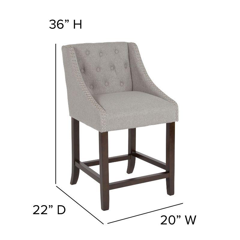 Saddle-Style 32" Gray Leather and Wood Counter Stool