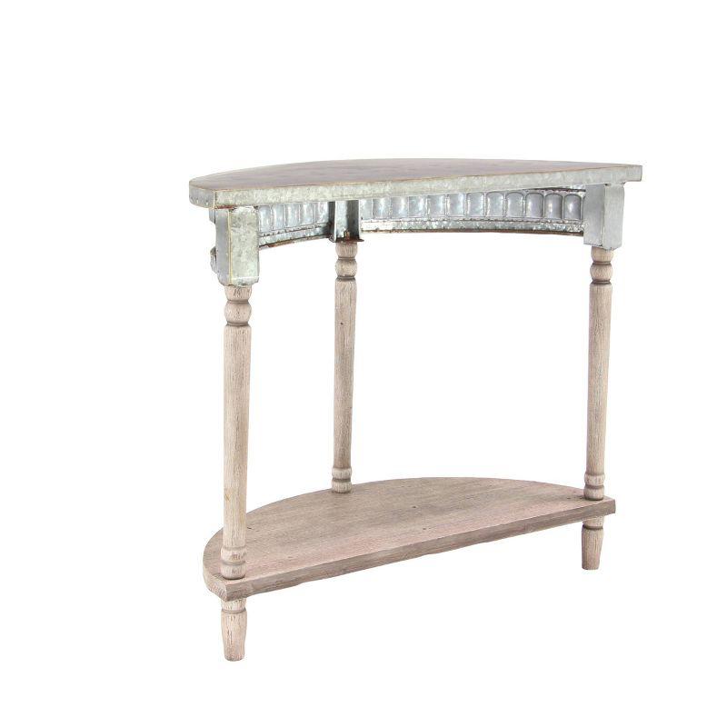 Traditional Half Round Side Table Beige - Olivia & May: Sturdy Iron Entryway Console with Shelf