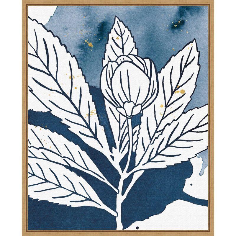 Indigo Blooms IV Framed Abstract Canvas Print, 16" x 20"