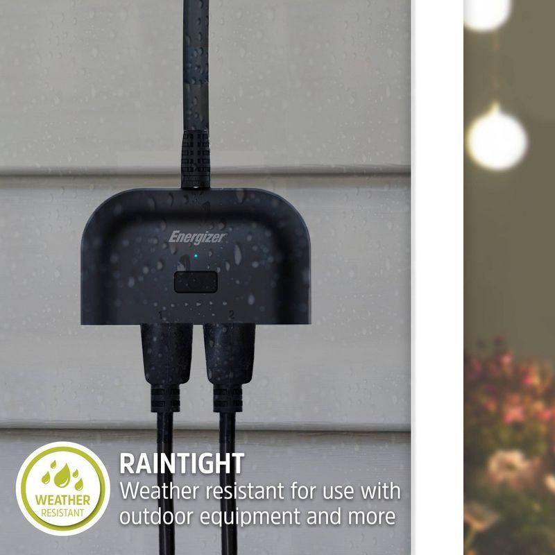 Energizer Smart Outdoor Plug: Water-Resistant, UL Listed, Black, Push Button, 600W, Plastic, No Hardwired Installation