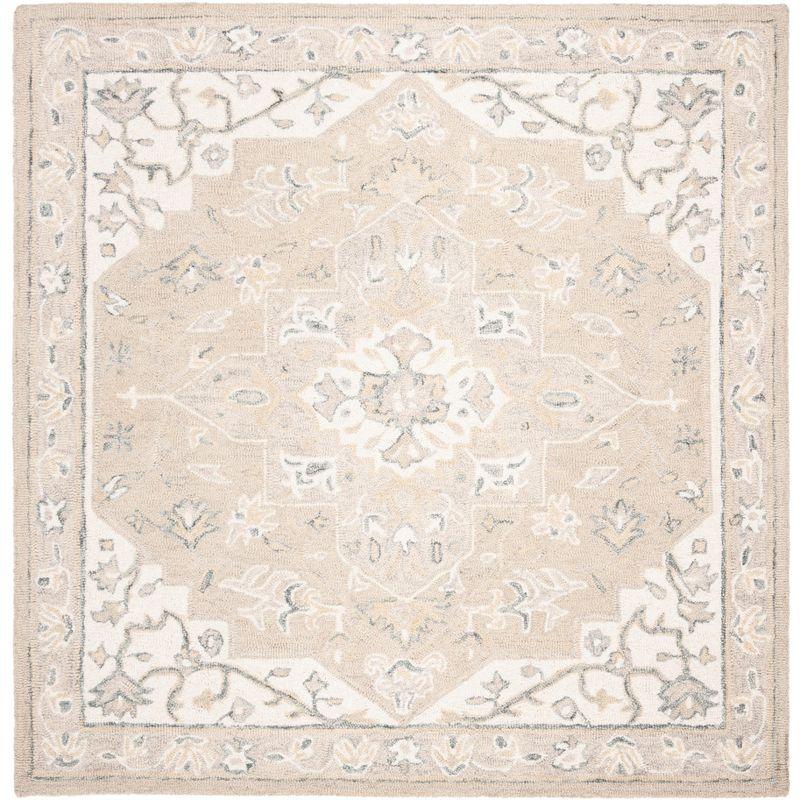 Hand-Tufted Elegance Round Wool Rug in Light Grey/Ivory, 59"