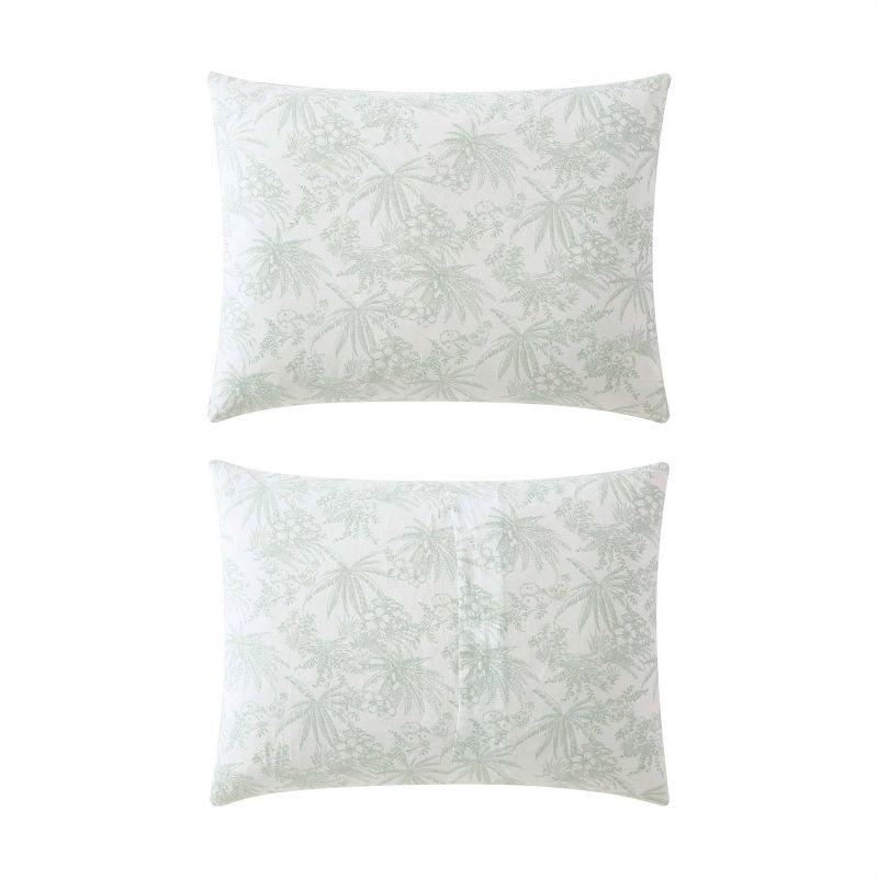 Pen and Ink Green Cotton Floral Queen Duvet Cover Set