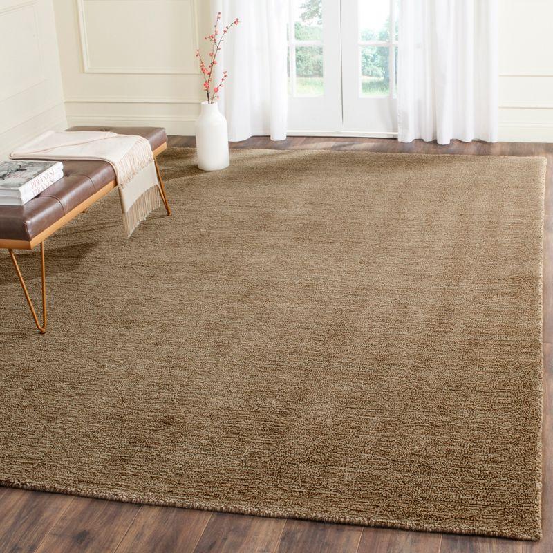 Artisanal Brown Wool 6' x 9' Hand-Knotted Area Rug