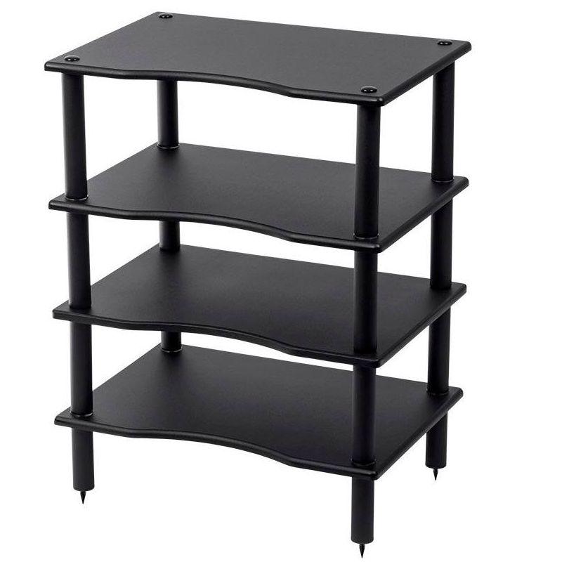 Monolith 4 Tier/Shelf Audio Stand - Black | Open Air Storage, Modular Design, Sturdy, Compatible With Bose, Polk, Sony, Yamaha, Pioneer and others