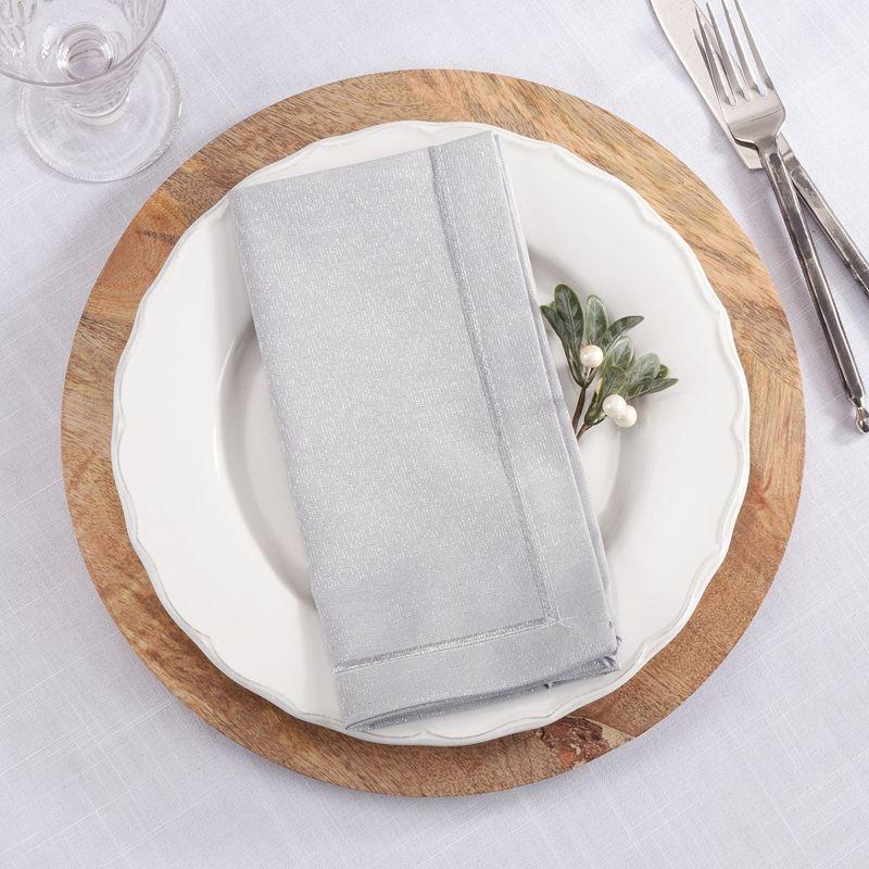 Saro Lifestyle Shimmering Napkin, 19" Square, Silver (Set of 4)