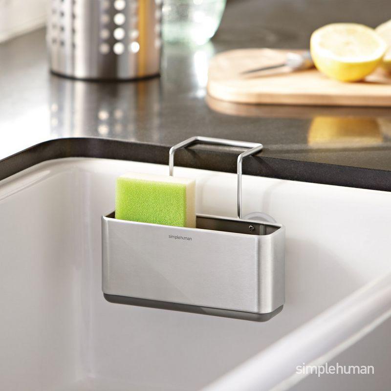 simplehuman Slim Sink Caddy Sponge Holder, Brushed Stainless Steel