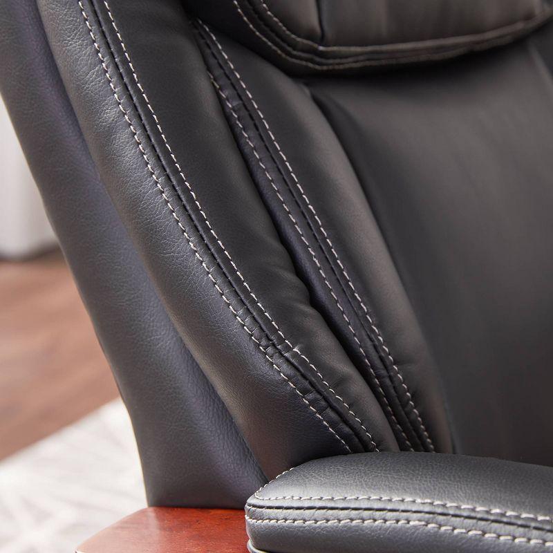 La-Z-Boy Bellamy Executive Office Chair Black: Ergonomic, Swivel, Adjustable Height, Wood Frame