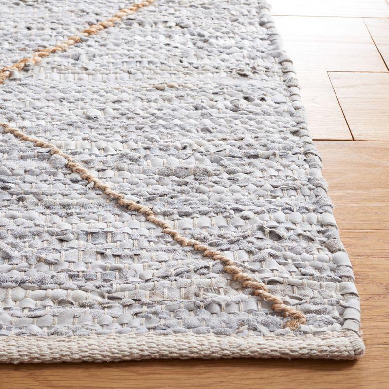 Vintage Leather VTL803 Hand Woven Area Rug - Light Grey/Natural - 5'x8' - Safavieh.