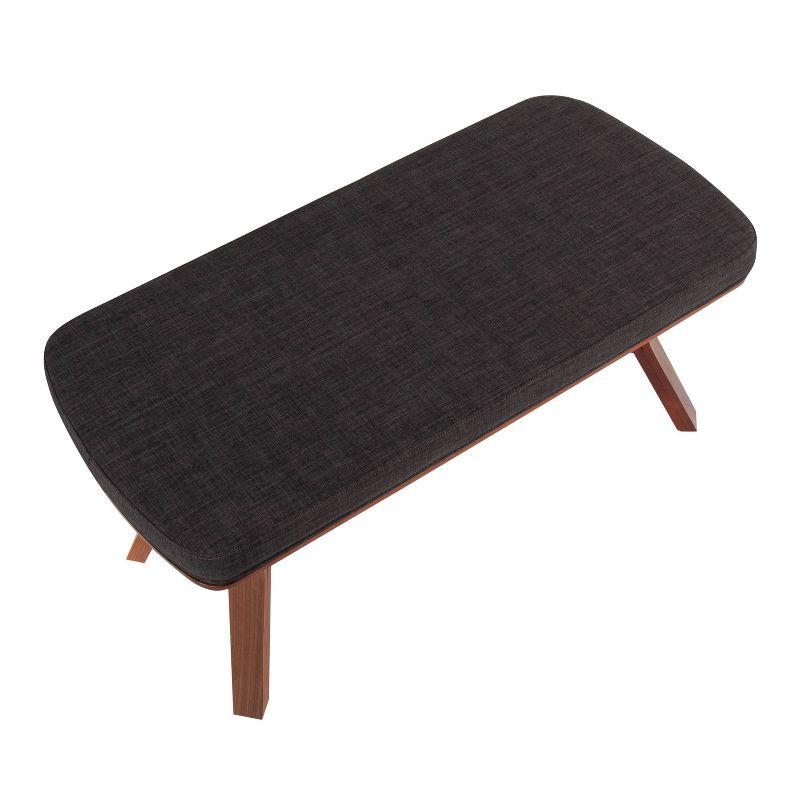 42" Folia Wood Bench Walnut/Charcoal - LumiSource: Entryway, Bedroom Seating, Polyester Upholstery